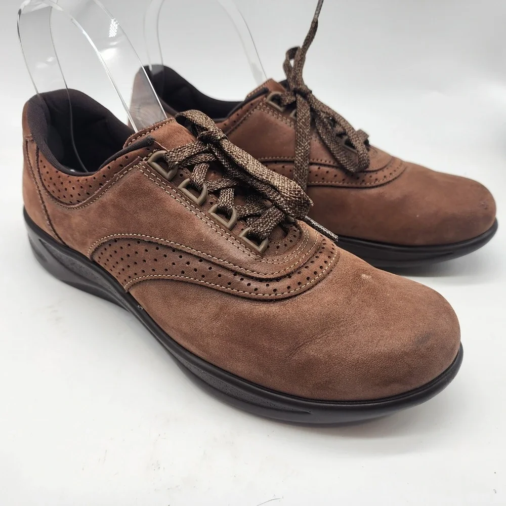 SAS Free Time Walking Shoes Women's 9 NARROW Brown Leather Lace Up Comfort Shoes